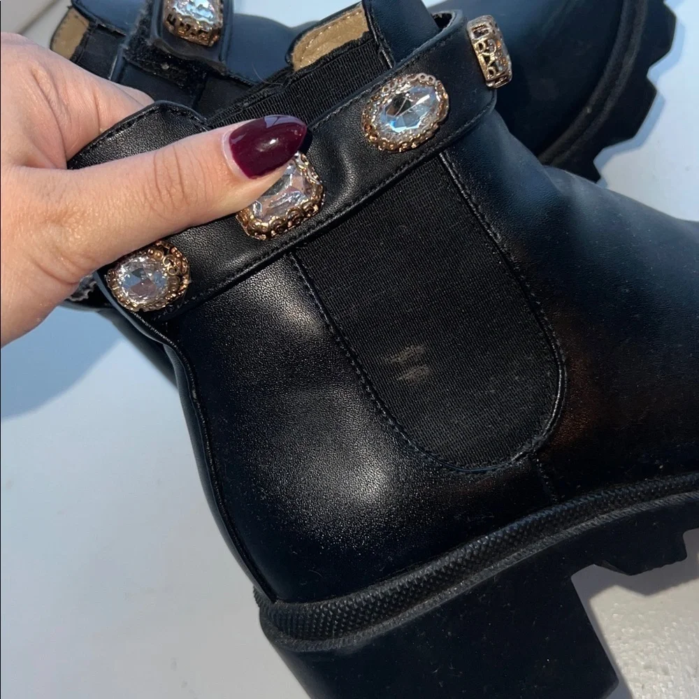 Black Ankle Boots with Embellishments 9.5